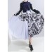 fall new women wild patchwork skirts high waist asymmetric maxi skirts