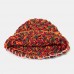 Women Short Brim Colored Coarse Knit Woolen Hat Winter All  match Hand  woven Dome Bucket Hat Knitted Hat