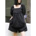 2021 women's summer fashion western style bubble sleeve black top and shorts two-pieces