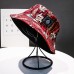 Men   Women Double  Sided Koi Fish Embroidery Pattern Casual Bucket Hat