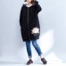 cartoon prints black cotton trench coats plus size casual thick  fit cardigans outwear