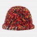 Women Short Brim Colored Coarse Knit Woolen Hat Winter All  match Hand  woven Dome Bucket Hat Knitted Hat