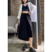 Pleated skirt high waist a-line fashion black stitching elastic waist skirt female summer